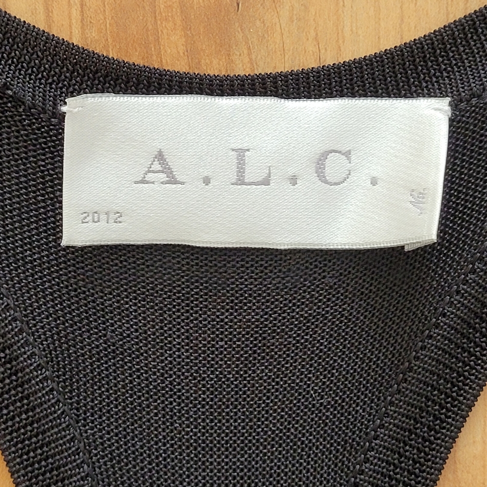 A.L.C. Dress Sz XS Black Maxi Long Racerback Stretch Rayon Knit Partially Lined - Picture 2 of 16